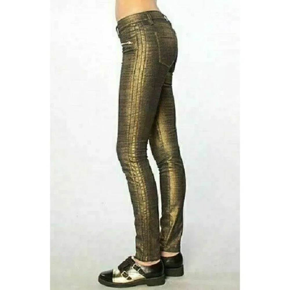 BlankNYC Women Gold Printed Zipper Skinny Classique Pant Jeans $98 - Picture 2 of 5
